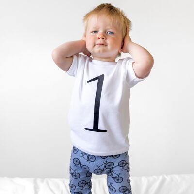 White Birthday number 1 Top - 2-3 Y - Long sleeve