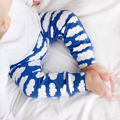 Blue Cloud Print Baby Leggings 0-6 Years - Newborn