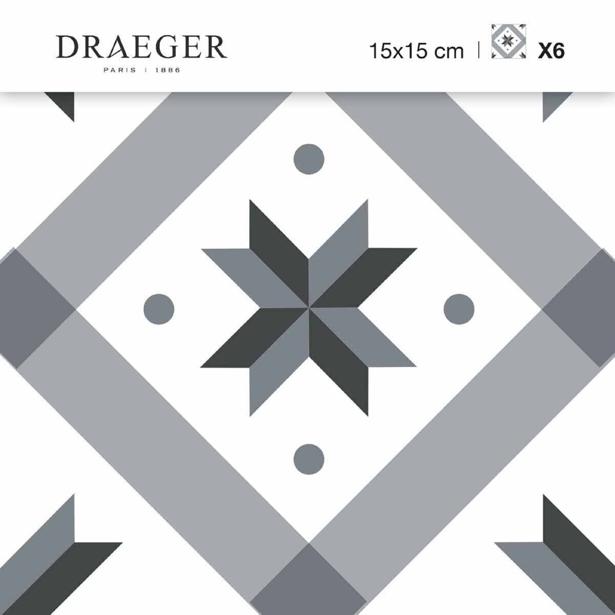 6 carreaux adhesifs deco carrelage - etoile losange noir