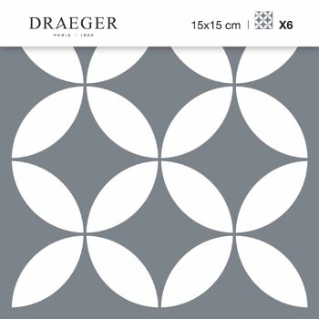 6 carreaux adhesifs deco carrelage - fleurs petale gris 1
