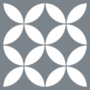 6 carreaux adhesifs deco carrelage - fleurs petale gris 2