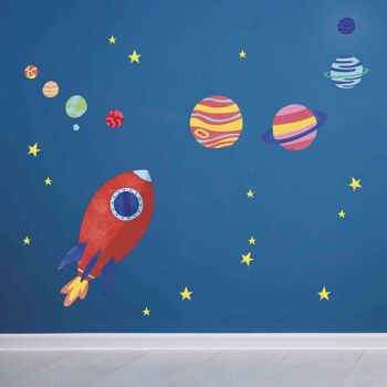 Sticker mural - Homesticker Planètes et Fusée 3