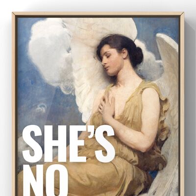 She’s No Angle Quote Vintage Angel Portrait Print | Alternative Wall Art - A2 Print Only