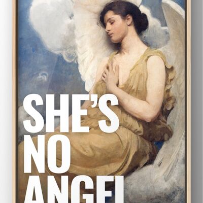 She’s No Angle Quote Vintage Angel Portrait Print | Alternative Wall Art - 40X50CM PRINT ONLY