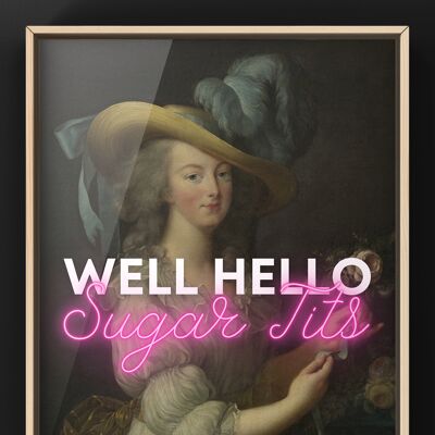Well Hello Sugar Tits | Funny quote print | Vintage Portrait Quote Print - 50X70CM PRINT ONLY