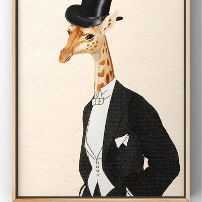 Mr Giraffe Portrait Print | Vintage Wall Art - A2 Print