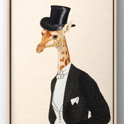 Mr Giraffe Portrait Print | Vintage Wall Art - A1 Print