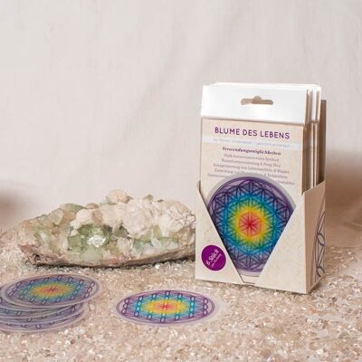 Coaster set flower of life colorful