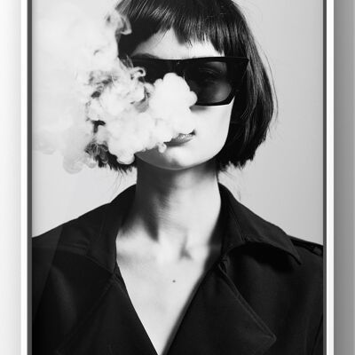 Smoking Fashion model Print | Black & White photograph - A4 Print