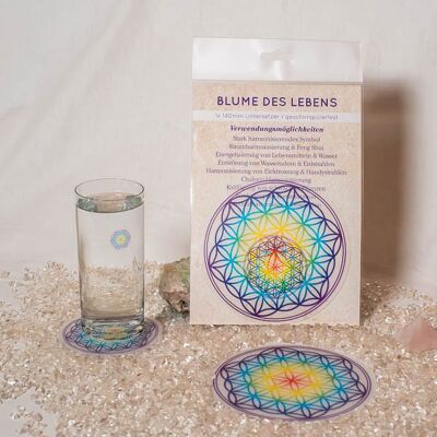 Carafe coaster Flower of Life colorful