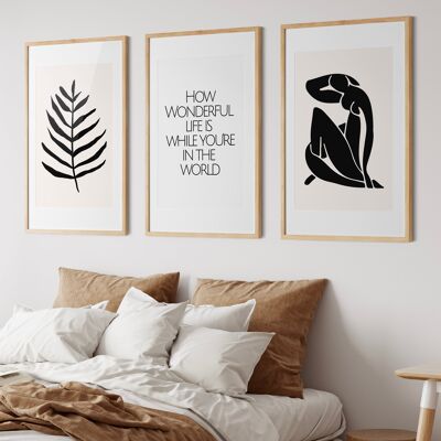 Matisse Inspired Bedroom Wall Art Print Set Of 3 - A4 Print Only Set
