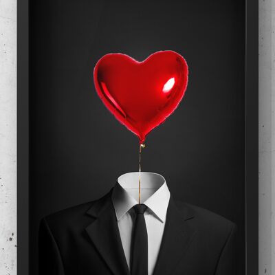 Mr Valentines Love Heart Balloon Print - A3 Print