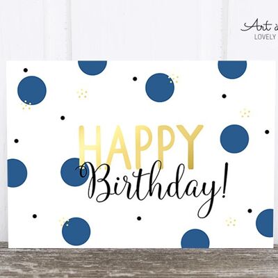 Cartolina: buon compleanno, cerchi, blu M
