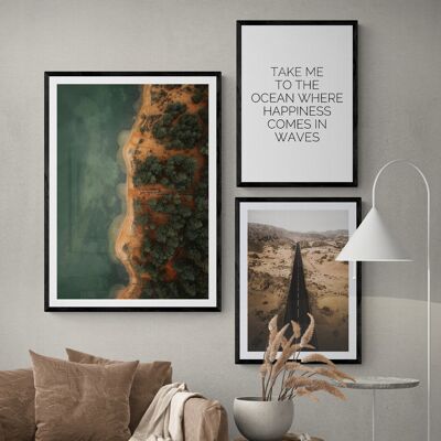 Happiness Comes In Waves Set of 3 Prints | Gallery Wall Photograph Set - Size Option 1