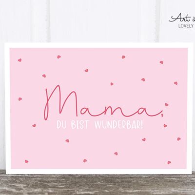Carte postale: maman, tu es merveilleuse