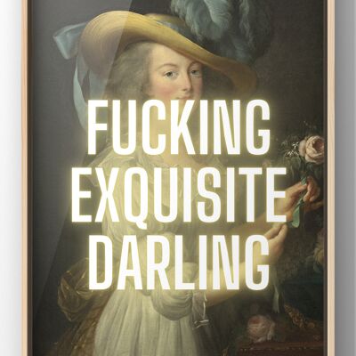 Fucking exquisite Darling Vintage Portrait Quote Print - A5 Print