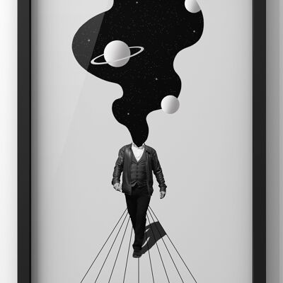 Rocket Man Modern Wall Art Print | Space Man Walking Print - A4 Print