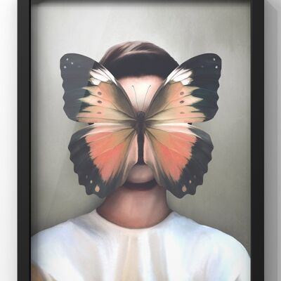 Dark Art Butterfly Portrait Print | Weird & Wonderfull Butterfly Wall Art - A1 Print