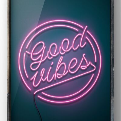 Good Vibes Neon Sign Print | Neon Wall Art - A4 Print Only