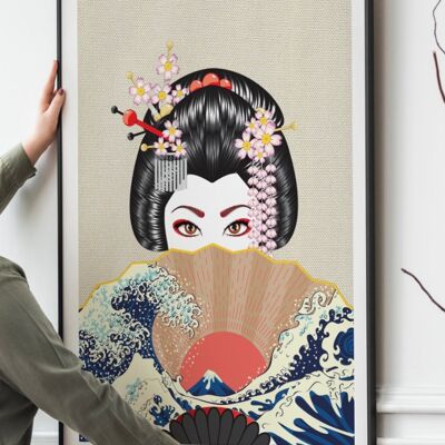 The Japanese geisha illustration Print | Vintage Japanese Wall Art - 30X40CM PRINT ONLY