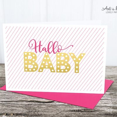 Folded card: Hello baby, pink M