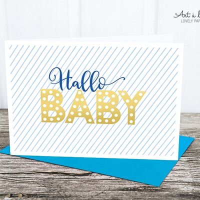 Folded card: Hello baby, blue M