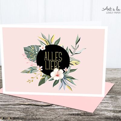Folded card: Alles Liebe, Hibiskus M