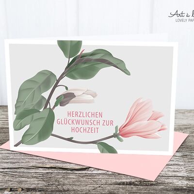Folded card: wedding, hibiscus
