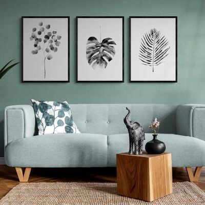 Mono Botanical Set of Three - A3 Print Only Set