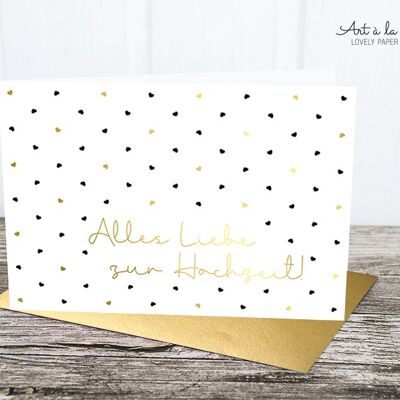 Folded card: wedding, mini hearts M