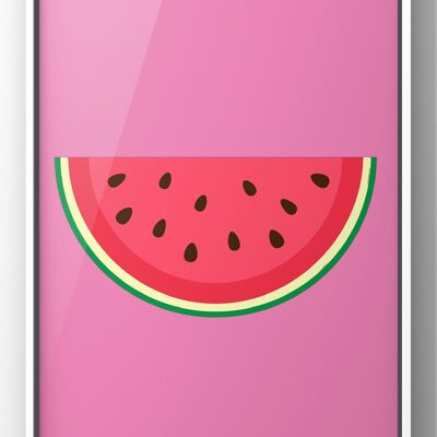Minimal Bold Coloured Watermelon Slice Print - A4 Print Only
