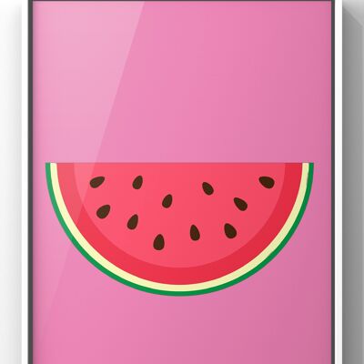 Minimal Bold Coloured Watermelon Slice Print - A4 Print Only