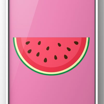 Minimal Bold Coloured Watermelon Slice Print - A2 Print Only