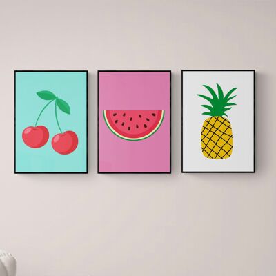 Bold Colours Fruit Set of 3 - A4 Prints Only