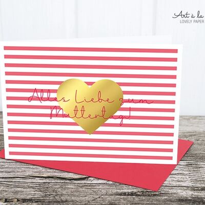 Folded card: gold heart, Mother's Day M