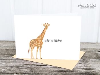 Carte pliée: Bonjour bébé, girafe