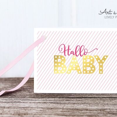 Gift tags: Hello baby, pink M