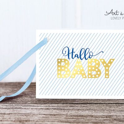 Gift tags: Hello baby, blue M