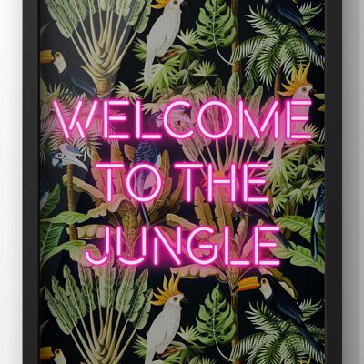 Welcome to The Jungle Neon Quote Print | Tropical Wall Art - A4 Print Only