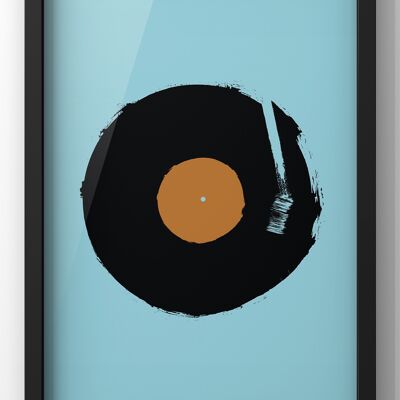 Minimal Blue Vinyl Scratch Print | Music Poster Wall Art - 40X50CM PRINT ONLY