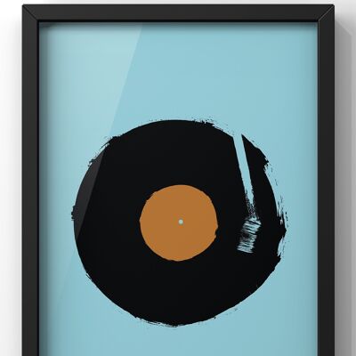 Minimal Blue Vinyl Scratch Print | Music Poster Wall Art - 50X70CM PRINT ONLY