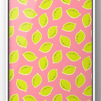 Funky Lemon Pattern Wall Art Print - A4 Print