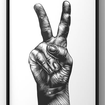 Peace Hand Minimal Wall Art Print - 30X40CM PRINT ONLY