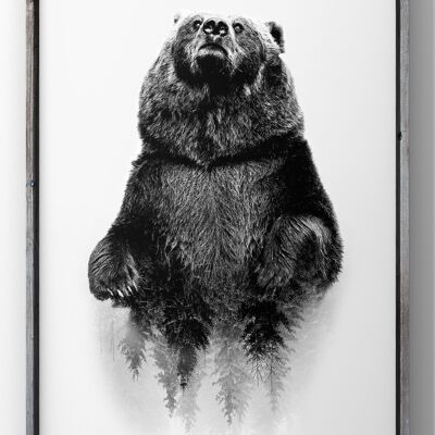 Forest Bear Print | Minimal Animal Wall Art - A1 Print Only