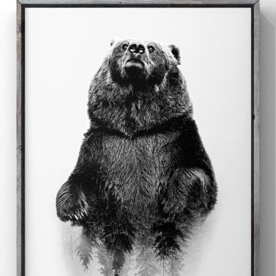 Forest Bear Print | Minimal Animal Wall Art - 30X40CM PRINT ONLY