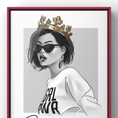 Be Your Queen Girl Power Fashion Print - A3 Print Only