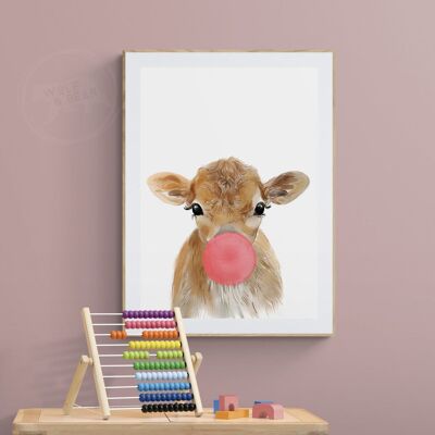 Bubblegum Cow - A4 Print Only