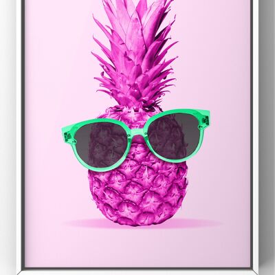 Pink Pineapple in Sunglasses | Bright neon Pink Wall Art Print - 50X70CM PRINT ONLY