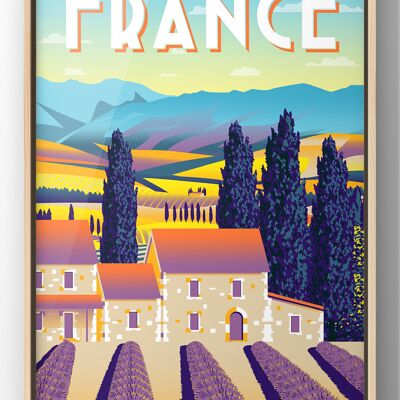 Minimal France Travel Poster | Vintage Postcard Wall Art - A4 Print Only
