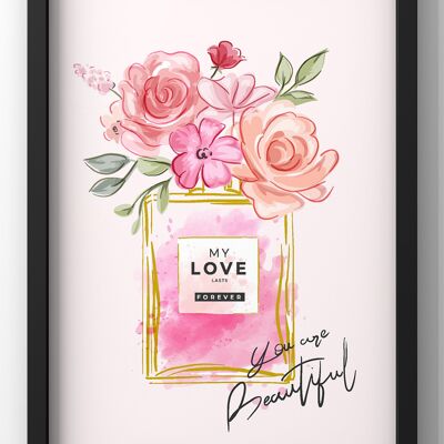 You are Beautiful Chanel Perfume Bottle Print | Bedroom Fashion Wall Art - A2 Print Only